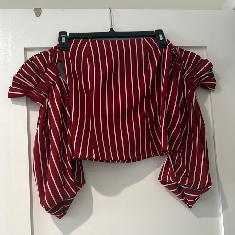 Striped Off-Shoulder Top - Red and White